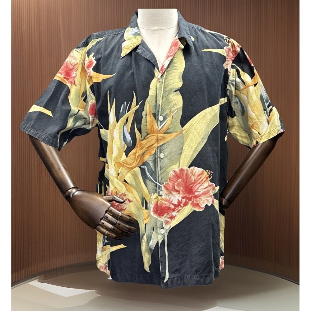 Vintage‎ Ocean Pacific Shirt Mens Large OP Hawaiian Print Tee Silk Blend